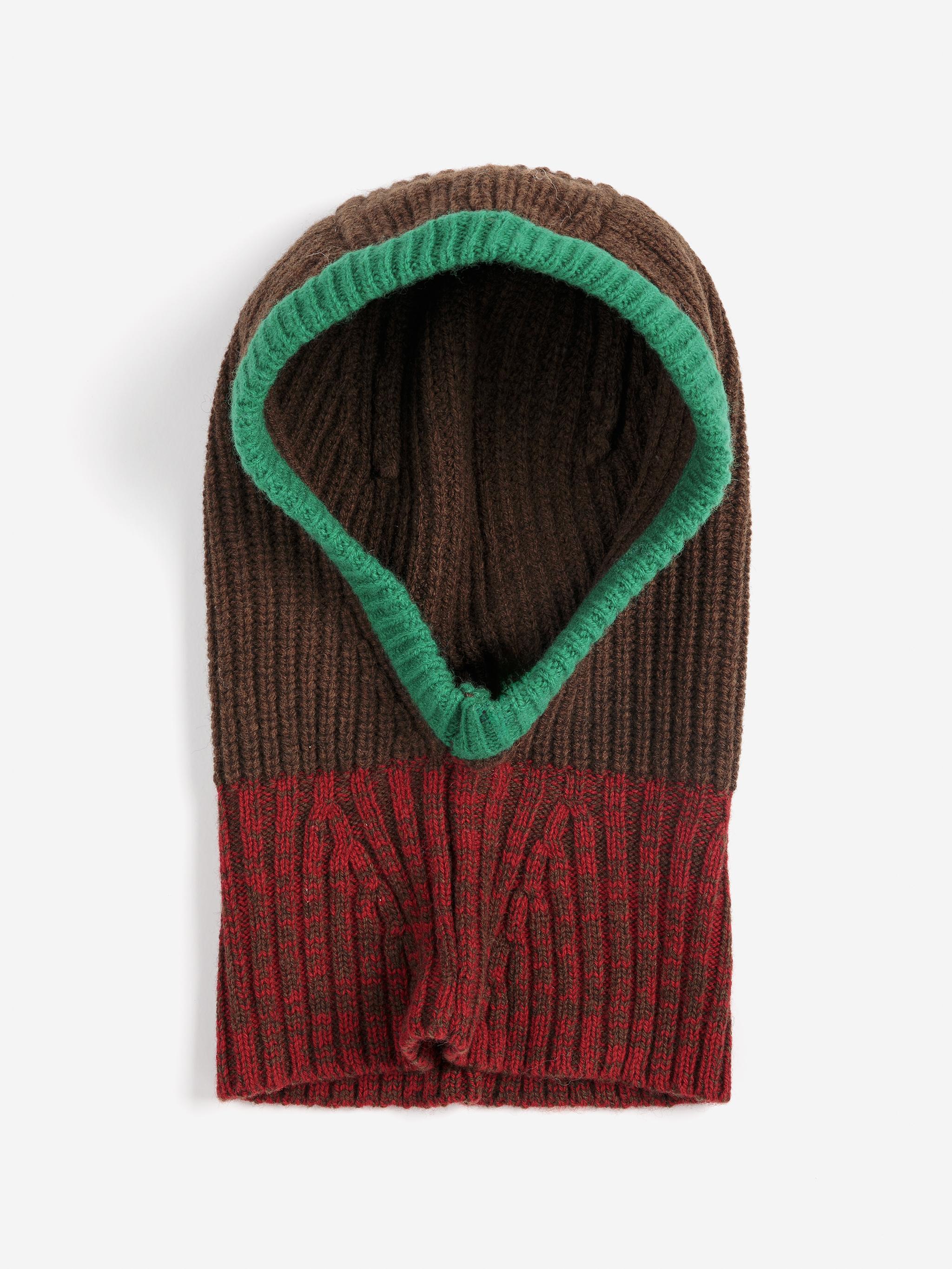 Bobo Choses Colorblock Wool Balaklava Unisex Schal Mütze braun